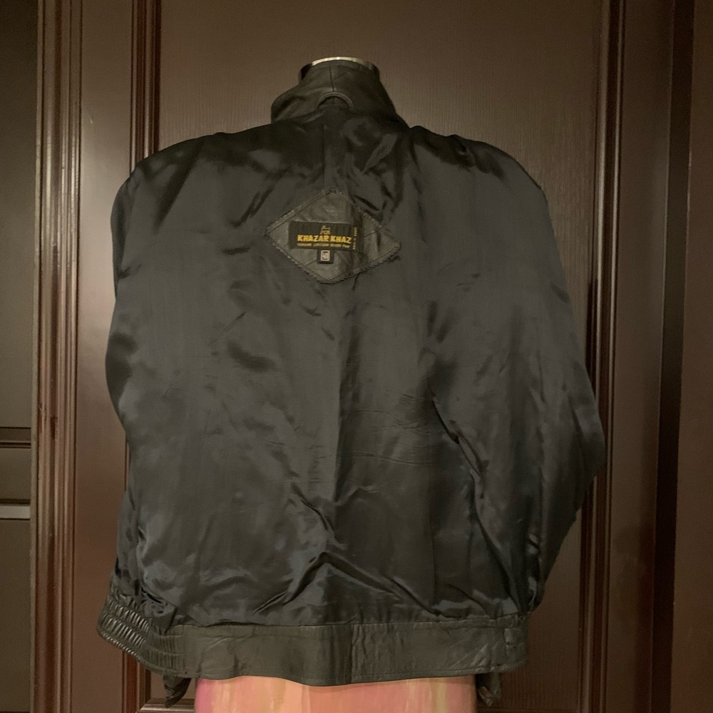 Leather bomber jacket dolman sleeve - Picture 11 of 16